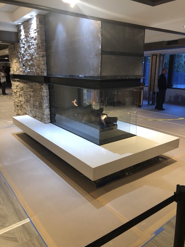 Custom tile fireplace surround